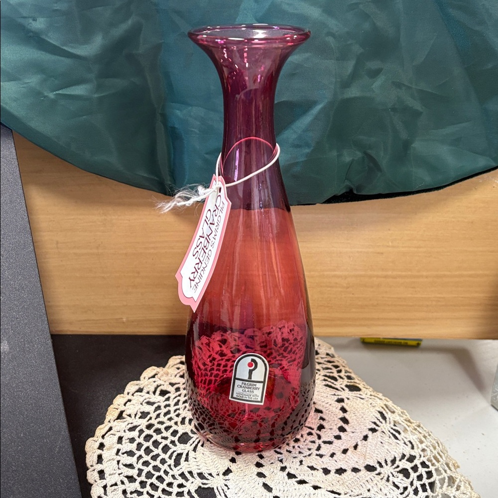 Elegant Vintage Cranberry Glass Vase by pilgrim